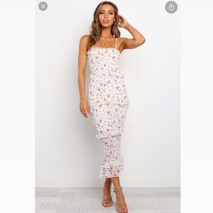 Petal & pup bodycon white floral midi dress